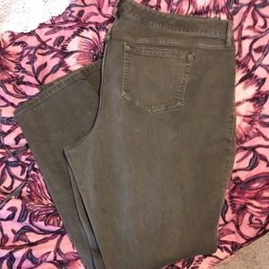 Army green distressed jeans